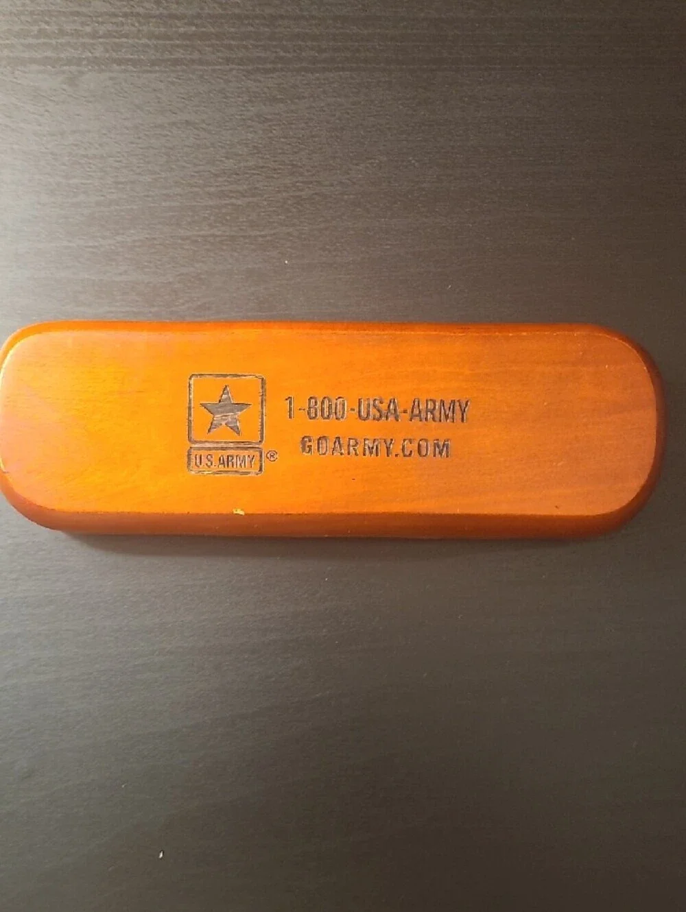 U.S. Army Orange Wood Set Pen and Pencil  With Black Logo Case.